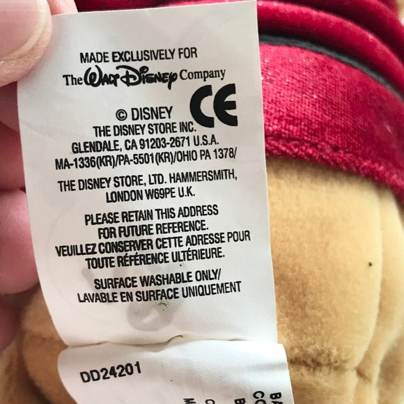 Vintage Disney Store Winnie the Pooh Christmas Santa Plush Stuffed Animal - Picture 10 of 12